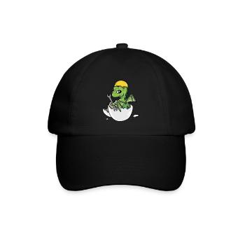 Dino Handwerker Eierschale Werkzeug Kfz Werkstatt - Baseballkappe - Schwarz/Schwarz - Vorne