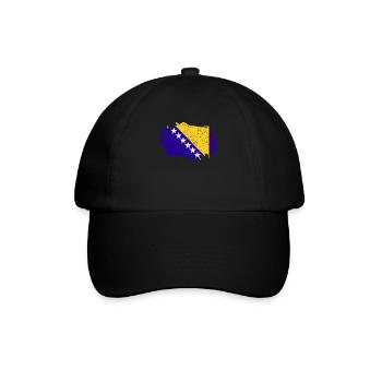 Bosnien Und Herzegowina Flagge - Baseballkappe - Schwarz/Schwarz - Vorne