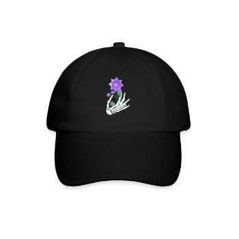 Blumen Deko Skelett Halloween - Baseballkappe - Schwarz/Schwarz - Vorne