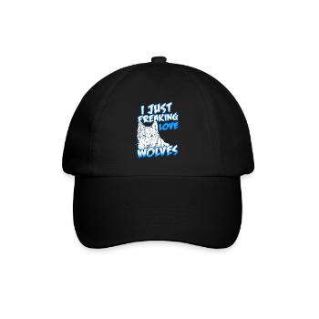 I Just Freaking Love Wolves Retro Vintage - Baseballkappe - Schwarz/Schwarz - Vorne