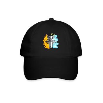 Schwein - Engel und Teufel - Baseballkappe - Schwarz/Schwarz - Vorne