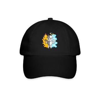 Schaf - Engel und Teufel - Baseballkappe - Schwarz/Schwarz - Vorne