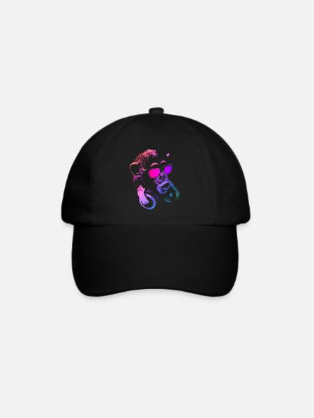 Affen DJ Pink - Baseballkappe - Schwarz/Schwarz