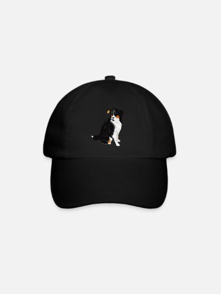 Aussie Nanouk, sitzend - Aquarell - Baseballkappe - Schwarz/Schwarz