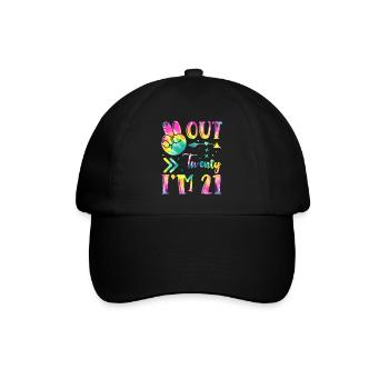 Peace Out Twenty I'm 21 | Tie Dye Themed - Baseballkappe - Schwarz/Schwarz - Vorne