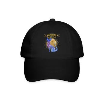 Katze Midnight-Cat Spruch Sternenhimmel Siam-Katze - Baseballkappe - Schwarz/Schwarz - Vorne
