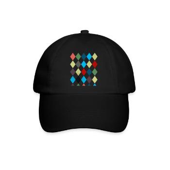 Rhombus Weißes Rotes Kostüm Halloween Anzug - Baseballkappe - Schwarz/Schwarz - Vorne