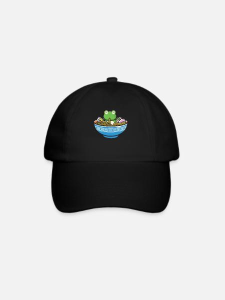 Ramen Frosch Japan Kawaii - Baseballkappe - Schwarz/Schwarz