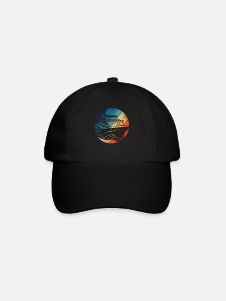 Cruise Ship Vacation Retro Vintage - Baseballkappe - Schwarz/Schwarz