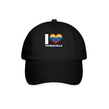 Ich liebe Venezuela Herz Flagge Venezuela - Baseballkappe - Schwarz/Schwarz - Vorne