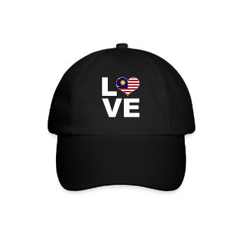 Ich liebe Malaysia Herz Flagge Malaysia - Baseballkappe - Schwarz/Schwarz - Vorne