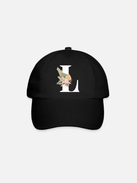 Buchstabe L geblümt - Baseballkappe - Schwarz/Schwarz