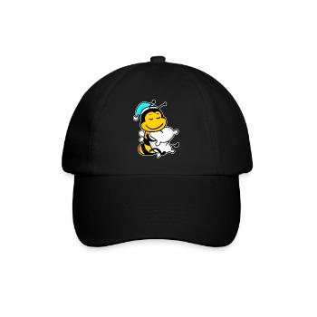 Biene mit Kissen und Schlafmütze - Baseballkappe - Schwarz/Schwarz - Vorne