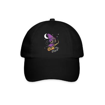 Saxophon Halloween Hexe Kawaii Scary Schwarze - Baseballkappe - Schwarz/Schwarz - Vorne