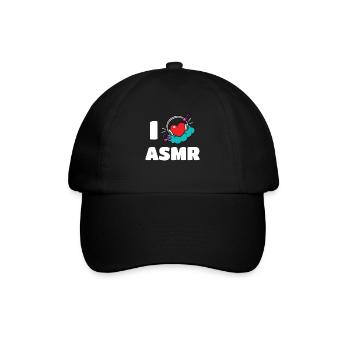 I Love ASMR Herz Kopfhörer - Baseballkappe - Schwarz/Schwarz - Vorne
