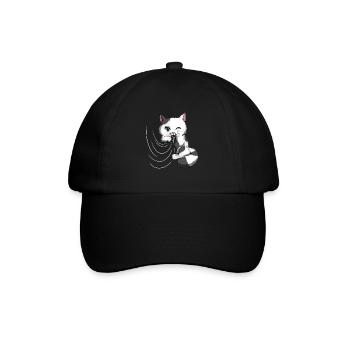 Vorhang Süßer Kater spielt Decke Katzenbesitzer - Baseballkappe - Schwarz/Schwarz - Vorne