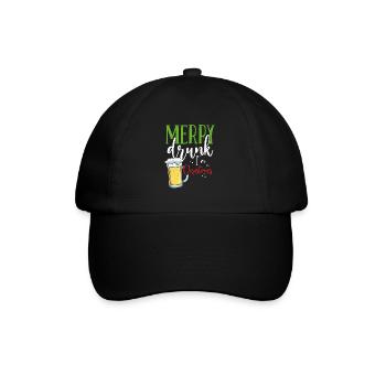 Fröhliche Betrunkene an Weihnachten - Baseballkappe - Schwarz/Schwarz - Vorne
