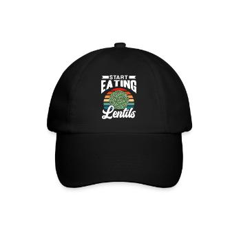 Fang an Linsen zu essen Linsensuppe Linse - Baseballkappe - Schwarz/Schwarz - Vorne