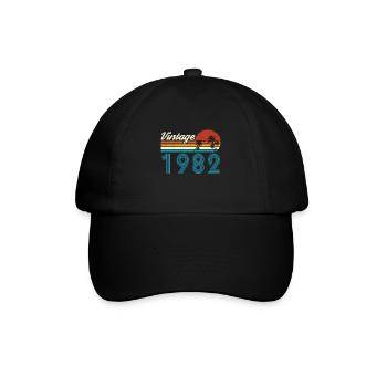 Vintage 1982 Vintage Geburtstag Retro Vintage - Baseballkappe - Schwarz/Schwarz - Vorne