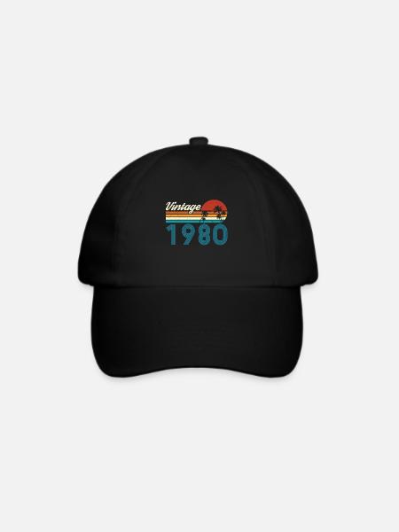 Vintage 1980 Vintage Geburtstag Retro Vintage - Baseballkappe - Schwarz/Schwarz