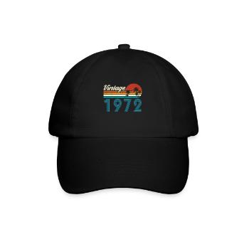 Vintage 1972 Vintage Geburtstag Retro Vintage - Baseballkappe - Schwarz/Schwarz - Vorne