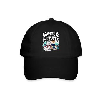 Der Winter Ist Besser Mit Katzen Herbstsaison - Baseballkappe - Schwarz/Schwarz - Vorne