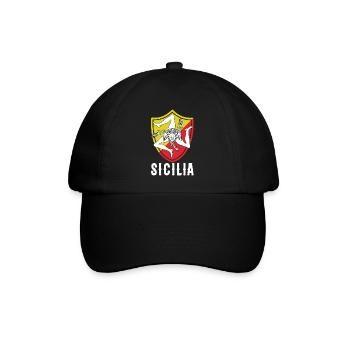 Sizilien flagge Sizilien Palermo Italien - Baseballkappe - Schwarz/Schwarz - Vorne