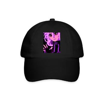 Goth Anime Vaporwave Sexy Goth Girl - Baseballkappe - Schwarz/Schwarz - Vorne