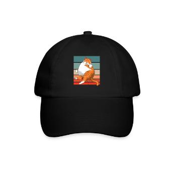 Retro-Meme Der Chonk-Katze Vintage Katzen - Baseballkappe - Schwarz/Schwarz - Vorne