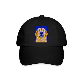 Golden Retriever Portrait Kubismus Hund - Baseballkappe - Schwarz/Schwarz - Vorne