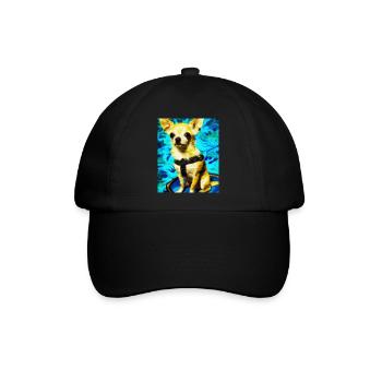 Chihuahua Portrait Vincent Van Gogh Style Hund - Baseballkappe - Schwarz/Schwarz - Vorne