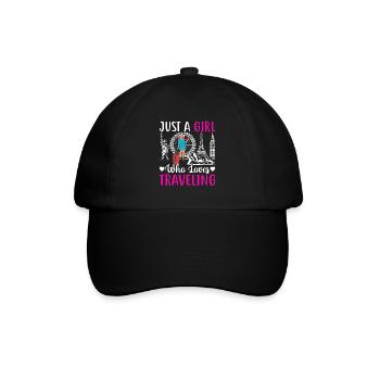 1 Just a girl who loves traveling - Baseballkappe - Schwarz/Schwarz - Vorne