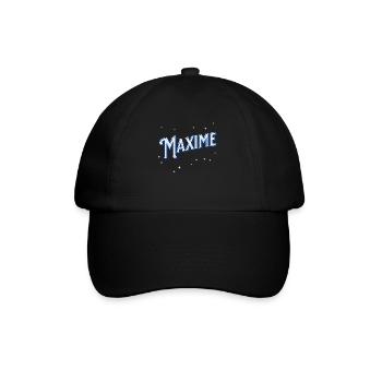 Maxime Namen personalisiert - Baseballkappe - Schwarz/Schwarz - Vorne