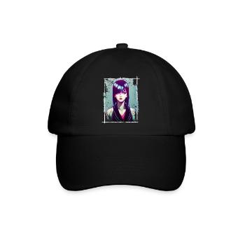 Anime Portrait Beautifull Girl Vaporwave Geschenk - Baseballkappe - Schwarz/Schwarz - Vorne