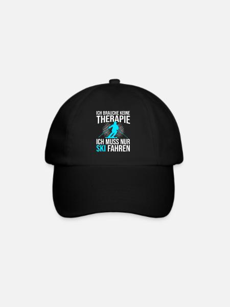 Ski Therapie Spruch - Baseballkappe - Schwarz/Schwarz