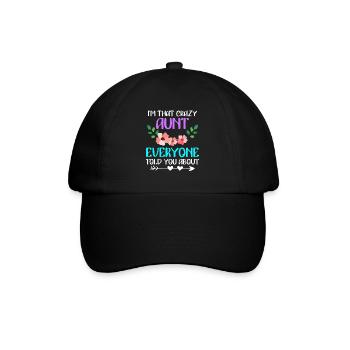 Verrückte Tante vor der alle warnen beste Tante - Baseballkappe - Schwarz/Schwarz - Vorne