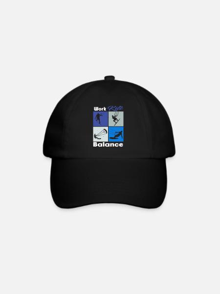 Work Kite Balance. Lifestyle Vintage Design, Work - Baseballkappe - Schwarz/Schwarz