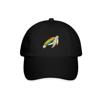 Schildkröte Regenbogen - Baseballkappe - Schwarz/Schwarz - Vorne