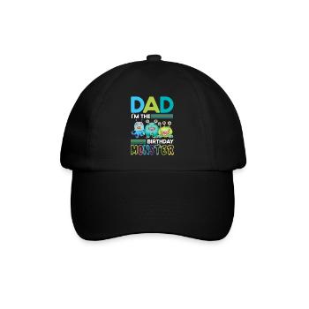 Vater Des Geburtstagsmonsters Familie Geschwister - Baseballkappe - Schwarz/Schwarz - Vorne