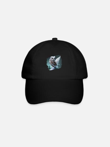 Schneeeule - Baseballkappe - Schwarz/Schwarz