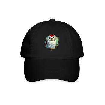 Weiße Schneeeule - Baseballkappe - Schwarz/Schwarz - Vorne