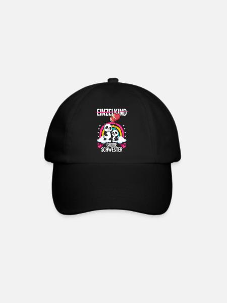 Ich werde Große Schwester Panda - Baseballkappe - Schwarz/Schwarz
