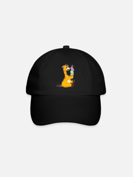 Giraffe Waffeleis - Baseballkappe - Schwarz/Schwarz