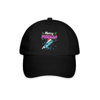 Merry Fishmas Angler Weihnachten Angel - Baseballkappe - Schwarz/Schwarz - Vorne