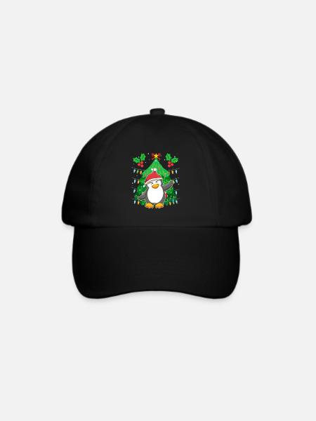 Pinguin Weihnachten Pinguin Tannenbaum - Baseballkappe - Schwarz/Schwarz