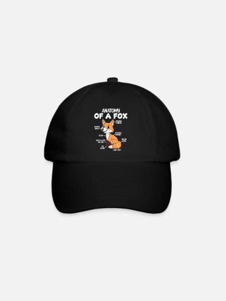 Anatomie eines Fuchses - Baseballkappe - Schwarz/Schwarz