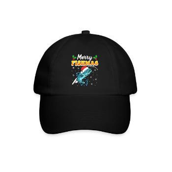 Merry Fishmas Angler Weihnachten Angel - Baseballkappe - Schwarz/Schwarz - Vorne