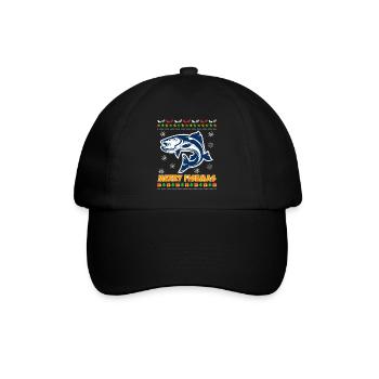 Angel Weihnachten Merry Fishmas Angler - Baseballkappe - Schwarz/Schwarz - Vorne