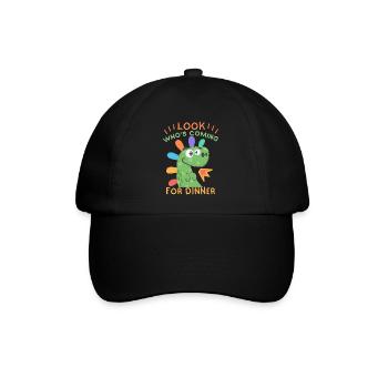 Lustiger Dinosaurier Einladung zum Abendessen - Baseballkappe - Schwarz/Schwarz - Vorne