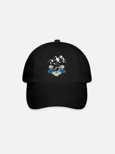 Alpen Enzian Edelweiß Bergsteiger klettern Gebirge - Baseballkappe - Schwarz/Schwarz
